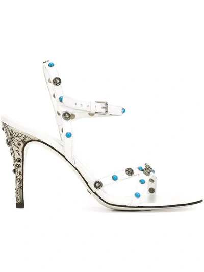 Pre-owned Dolce & Gabbana Studded Sandals In White