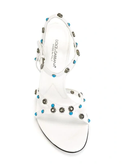 Pre-owned Dolce & Gabbana Studded Sandals In White