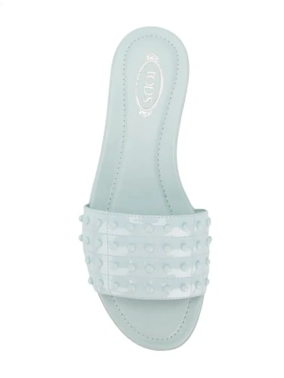 Shop Tod's Studded Slides In Blue