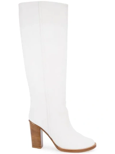 Shop Ports 1961 Block Heel Knee High Boots In White