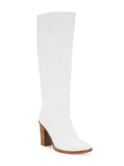 Shop Ports 1961 Block Heel Knee High Boots In White