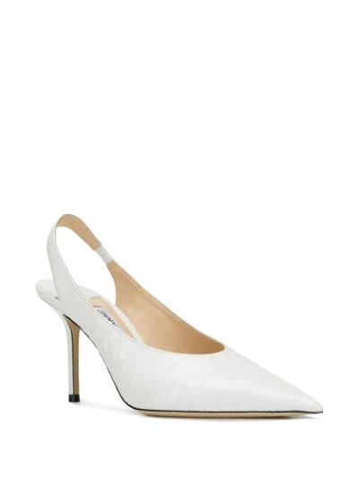 Shop Jimmy Choo Ivy Snakeskin Slingback Pumps In Sm000 Milk