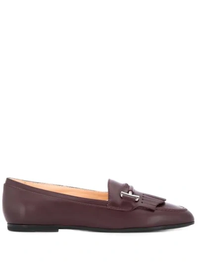 Shop Tod's Fringed Horsebit Loafers In Brown