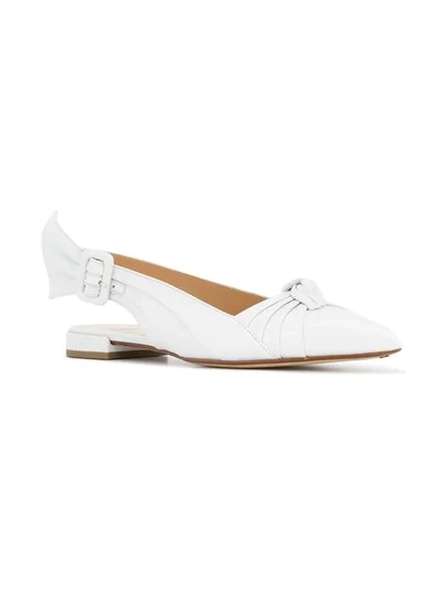 Shop Francesco Russo Knot Detail Ballerina Shoes In White