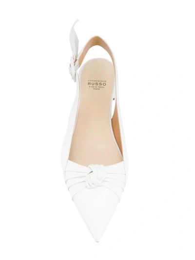 Shop Francesco Russo Knot Detail Ballerina Shoes In White