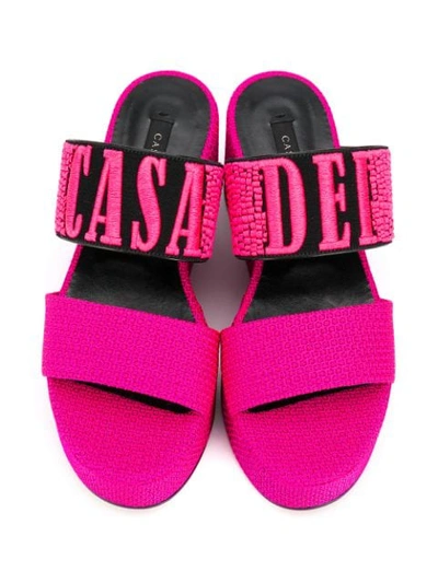 Shop Casadei Logo Sandals - Pink