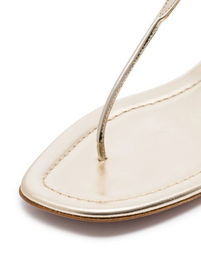 Shop Prada Laminated Flat Sandals - Metallic