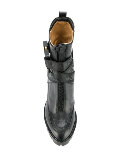 Shop Dsquared2 Logo Strap Heeled Boots - Black