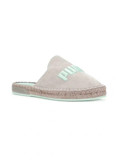 Shop Fenty X Puma Embroidered Logo Flat Espadrilles In Green