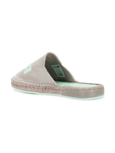 Shop Fenty X Puma Embroidered Logo Flat Espadrilles In Green