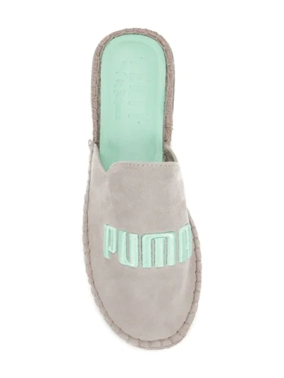 Shop Fenty X Puma Embroidered Logo Flat Espadrilles In Green