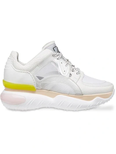 Shop Fendi Sheer Panels Chunky Sneakers In White