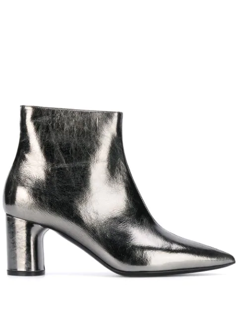 silver pointed ankle boots