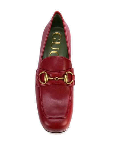 Shop Gucci Leather Platform Loafer With Horsebit In Red