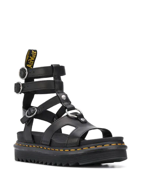 dr martens adaira gladiator leather chunky sandals in black