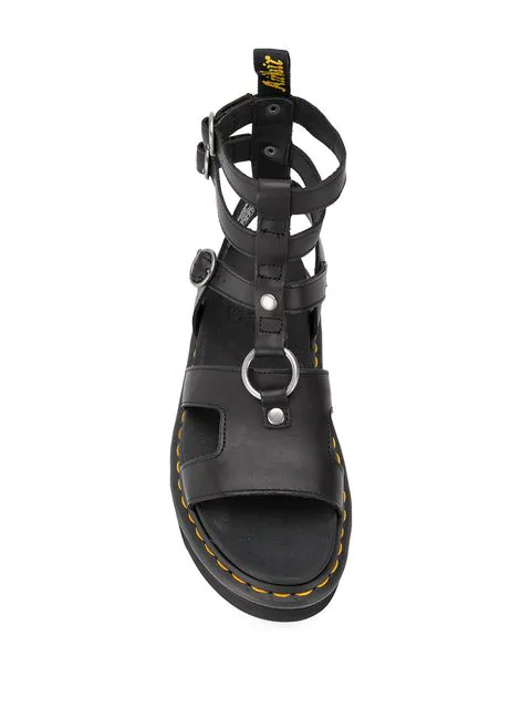 dr martens adaira gladiator leather chunky sandals in black
