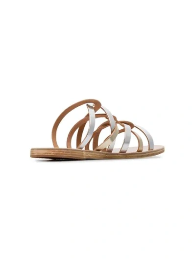 Shop Ancient Greek Sandals Metallic Gold And Silver Donousa Leather Sandals