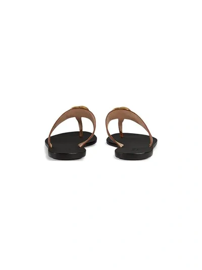 Shop Gucci Double G Thong Sandals In Brown