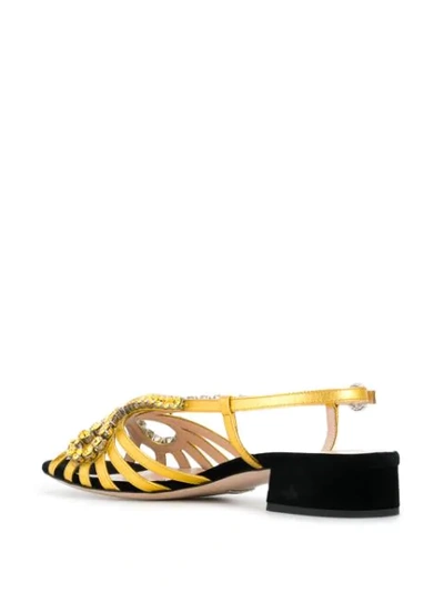 Shop Gucci Bow Detail Sandals In Gold
