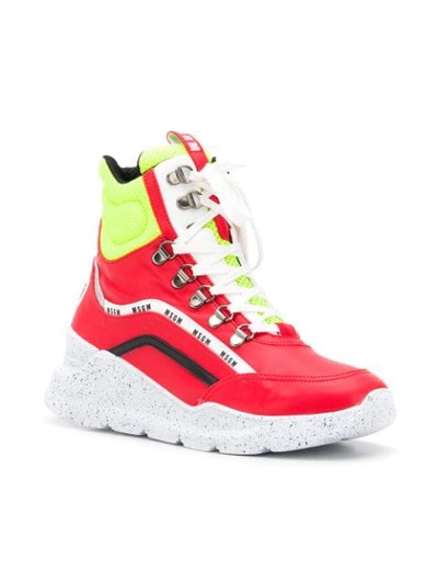 Shop Msgm Tractor Sneakers - Red
