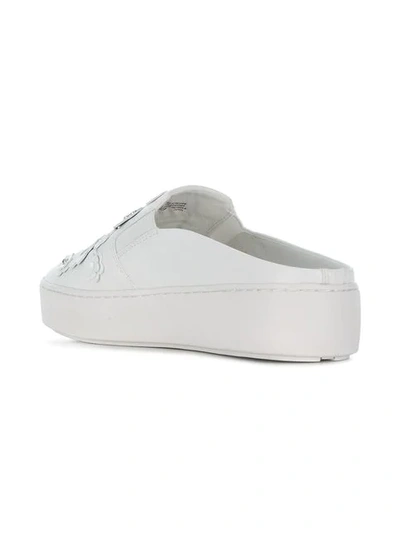 Shop Michael Michael Kors Flower Appliqué Slip On Sneakers In White