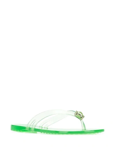 Shop Casadei Crystal Embellished Flip Flops - Green