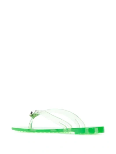 Shop Casadei Crystal Embellished Flip Flops - Green