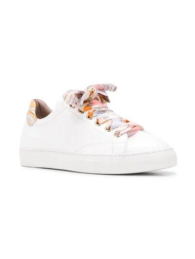 Shop Emilio Pucci Ribbon Lace-up Twill Sneakers In White