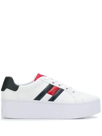 Shop Tommy Hilfiger Side Logo Sneakers In White