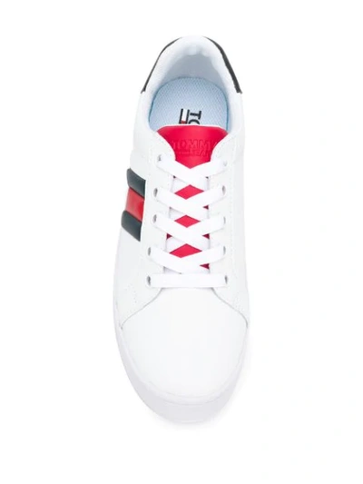 Shop Tommy Hilfiger Side Logo Sneakers In White