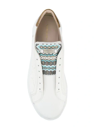 Shop Tosca Blu Rhinestone Embellished Sneakers In White
