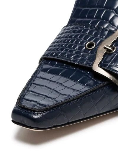 Shop Sies Marjan Black Rea 40 Crocodile Embossed Patent Leather Slingback Pumps In Blue