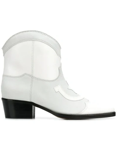 Shop Ganni Texan Boots In White