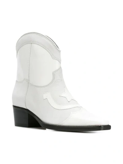 Shop Ganni Texan Boots In White