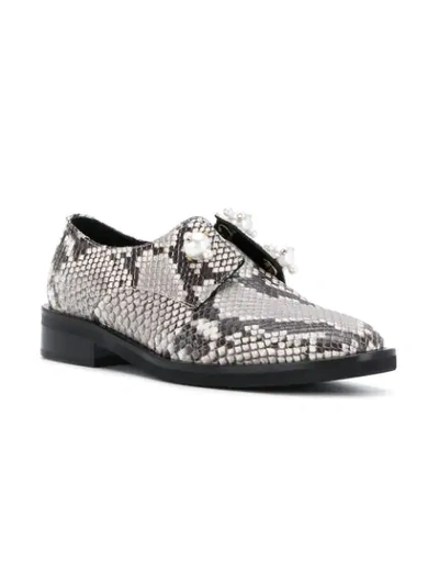 Shop Coliac Sally Snake-print Derby Shoes In Grey