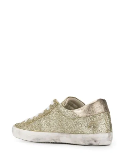 Shop Philippe Model 'paris' Glitter-sneakers In Gold