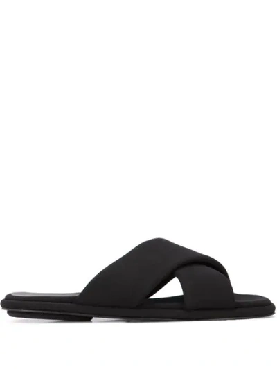 Shop Rosetta Getty Crisscross Strap Flat Sandals In Black