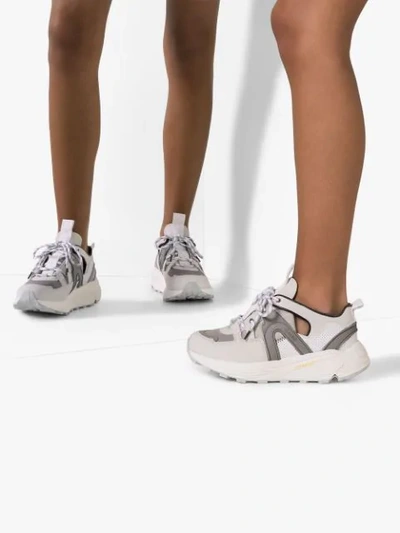 Shop Ganni White Brooklyn 45 Suede And Mesh Sneakers