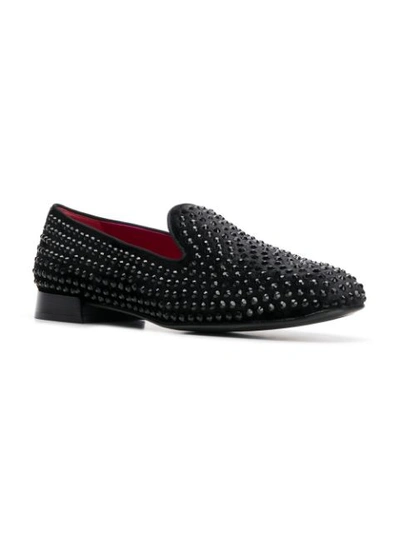 Shop Alberto Gozzi Studded Slip-on Loafers - Black
