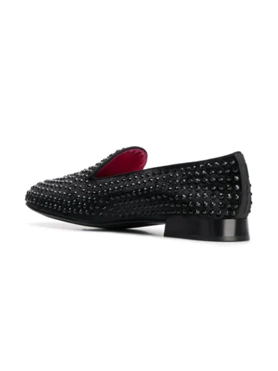 Shop Alberto Gozzi Studded Slip-on Loafers - Black