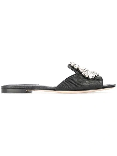 Shop Dolce & Gabbana Embellished Mules In Black