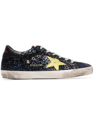 Shop Golden Goose Glitter Embellished Superstar Sneakers In Blue