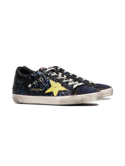 Shop Golden Goose Glitter Embellished Superstar Sneakers In Blue