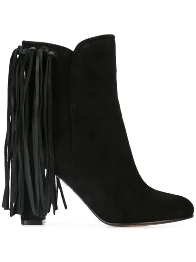 Shop Etro Fringed Booties In Black