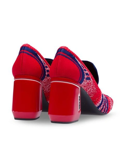 Shop Prada Knit Fabric Loafers In Red ,blue