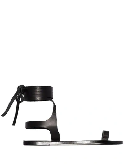 Shop Atp Atelier Candela Flat Sandals In Black