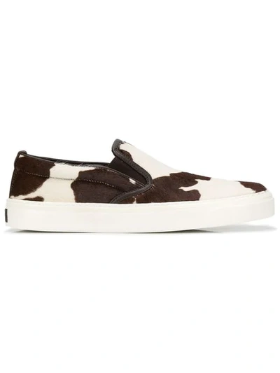 Shop Gucci Cowhide Slip-on Sneakers In Brown