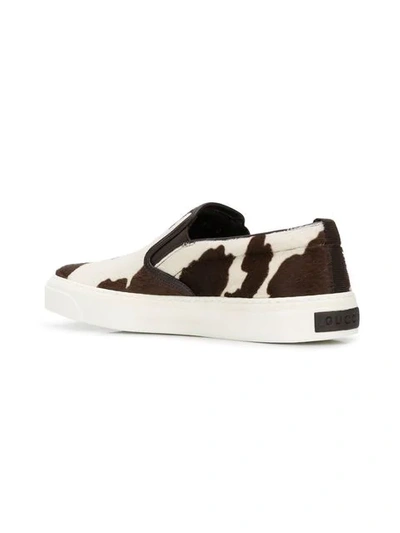 Shop Gucci Cowhide Slip-on Sneakers In Brown