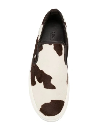 Shop Gucci Cowhide Slip-on Sneakers In Brown