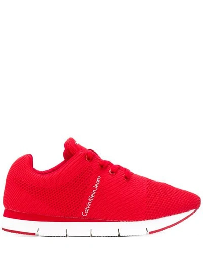 Shop Calvin Klein Jeans Est.1978 Mesh Panel Sneakers In Red